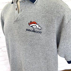 Bronco's Mens Polo - Navy Blue & Light Gray - Size Large